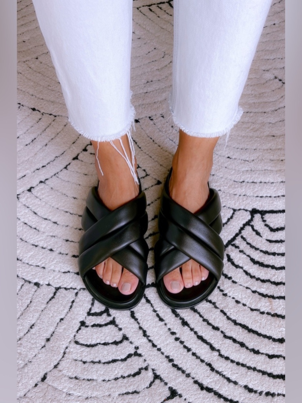 ATP Atelier Airali Black Leather Everyday Sandals Size 37